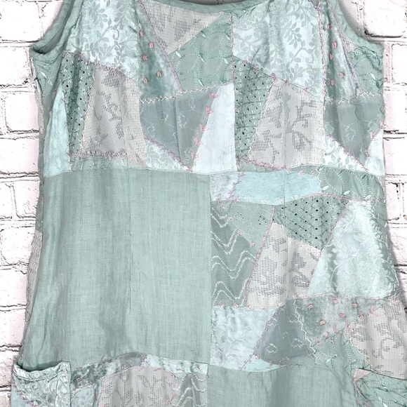 Euc-tera Bora Designer Italian Linen PatchWork Lagenlook Fully Lined Maxi Dress - Picture 9 of 16